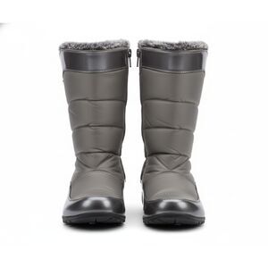 Sporto Jennifer Womens 10M Mid Calf Boots Gray Quilted Puffer Faux Fur Winter